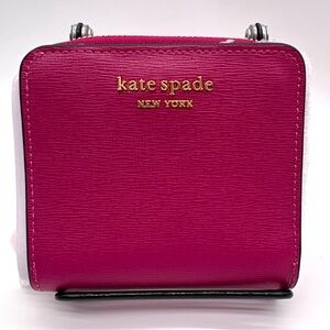 Kate Spade Morgan Compact Bifold Wallet Fuchsia/Plum Liqueur Saffiano Leather